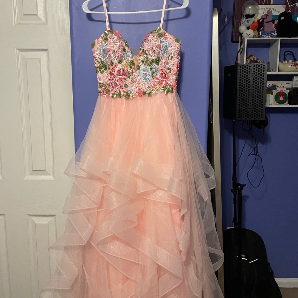 Pink Floral Prom Dress
